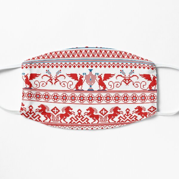 Red russian traditional ornament Mask