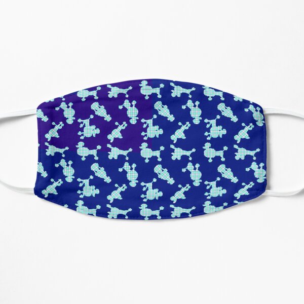 Plaid Poodle Appliques on Blue Background (2019) Mask
