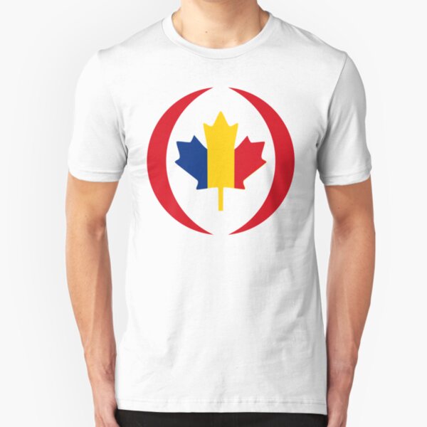 Romanian Canadian Multinational Patriot Flag Series Slim Fit T-Shirt