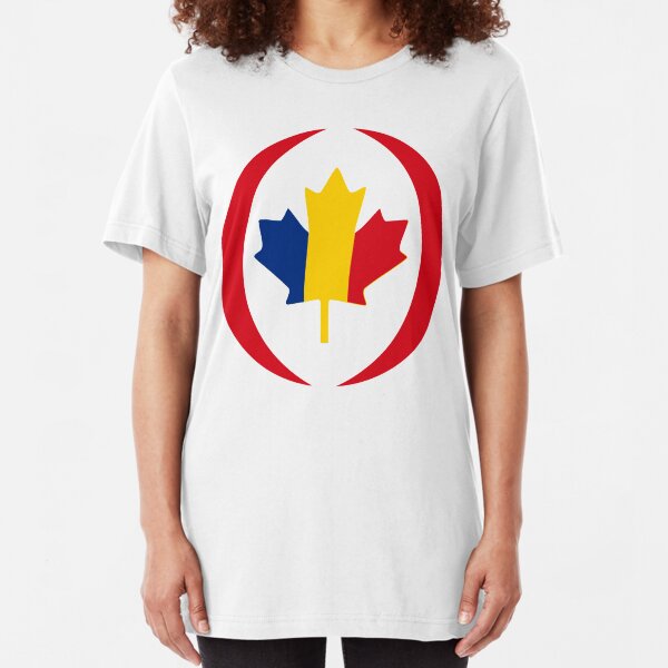 Romanian Canadian Multinational Patriot Flag Series Slim Fit T-Shirt