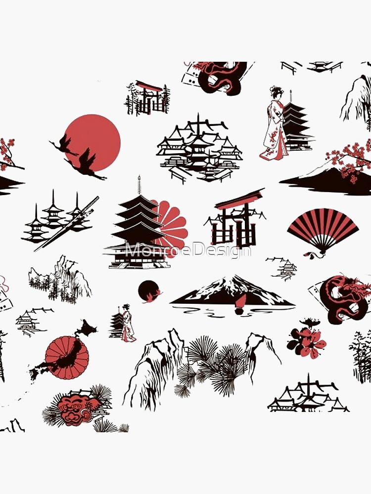 Japan and japanese symbol Sticker for Sale by MonroeDesign