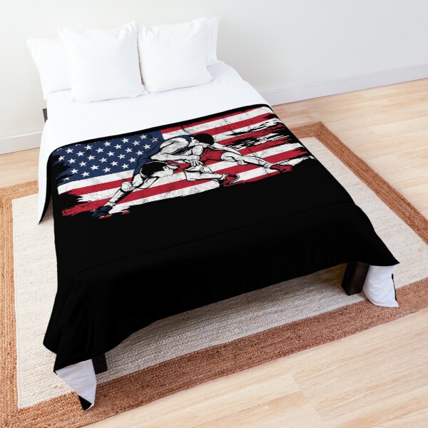 Wrestling Wrestler American Flag USA Comforter