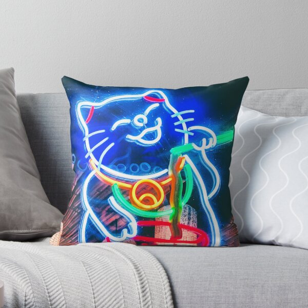 Japanese Cat Throw Pillow