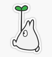 Small White Totoro with Leaf Sticker