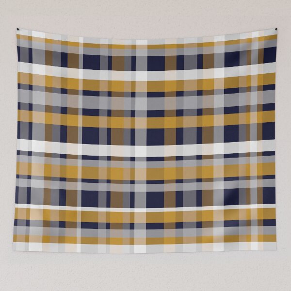 Item preview, Modern Retro Plaid Pattern in Mustard, Navy Blue, Gray, and White designed and sold by kierkegaard.