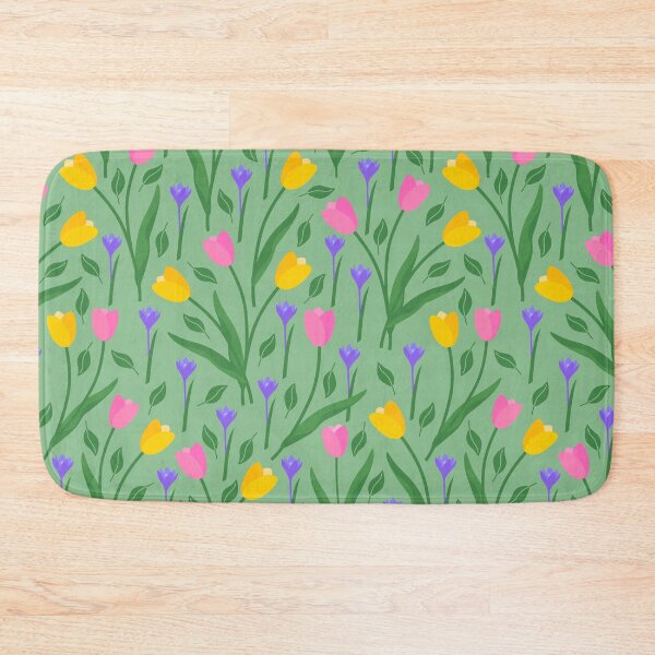 Item preview, Colorful Spring Flowers Tulips Crocuses jade green designed and sold by Dana Du.