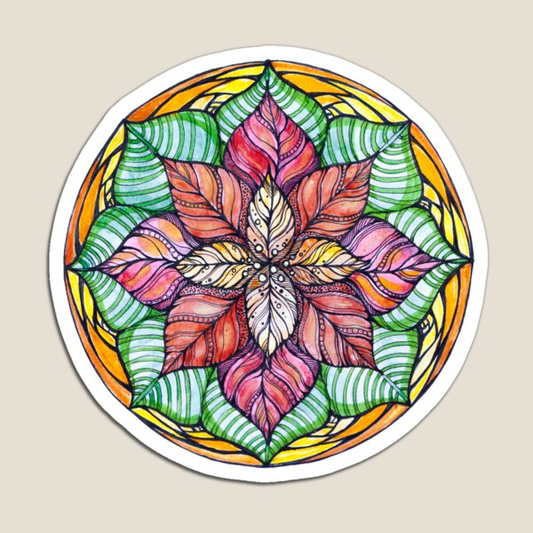 Item preview, Christmas mandala.Hand draw  ink and pen, Watercolor, on textured paper designed and sold by MandalaFlowerArt.