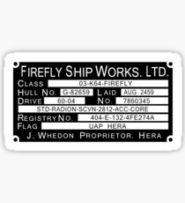 Firefly Ship Works Ltd. Sticker Sticker