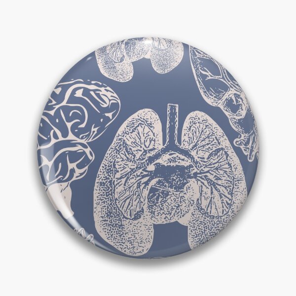 Anatomical Organs - White on Blue Pin