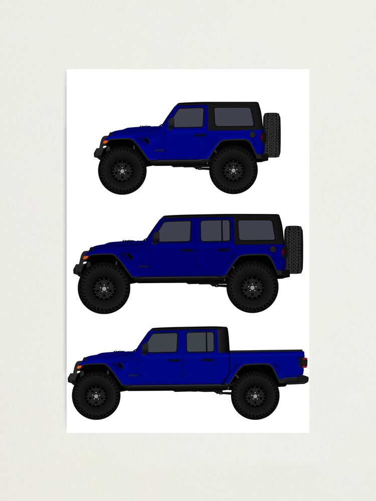 Blue Jeep Wrangler Wrangler Unlimited Gladiator Rubicon Photographic Print By Minimalvehicle Redbubble