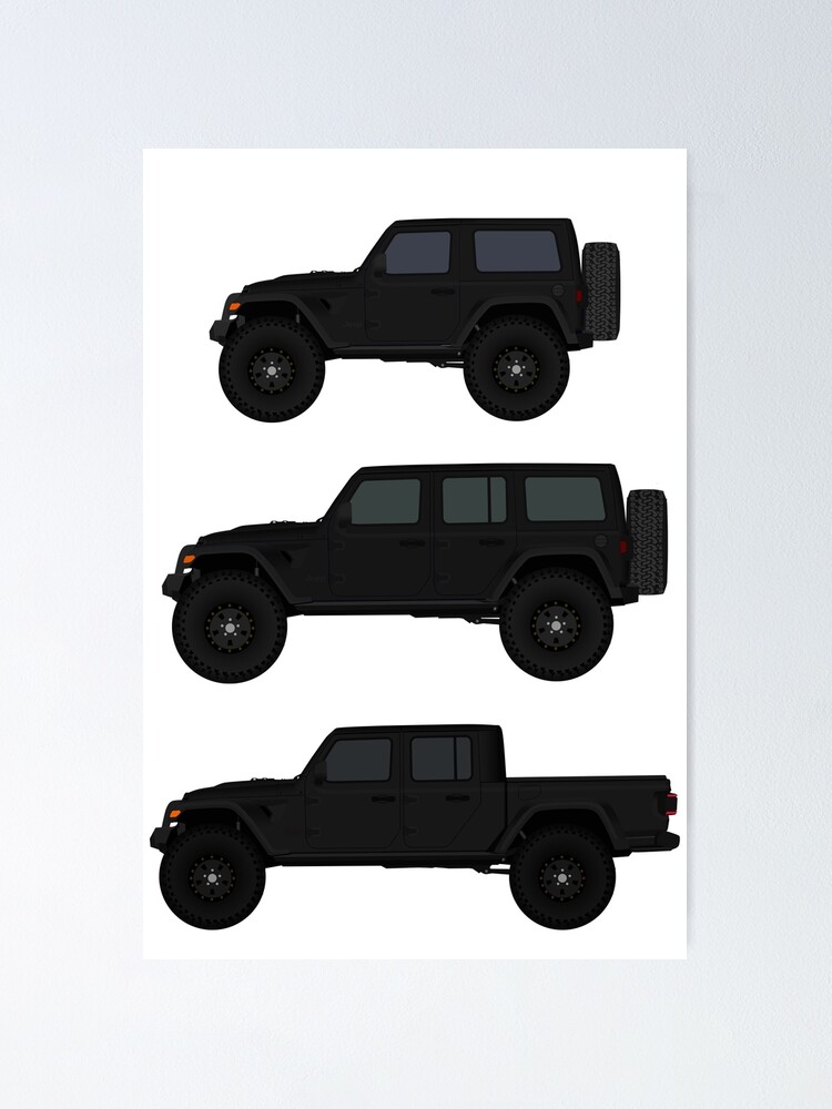 Black Jeep Wrangler, Wrangler Unlimited, Gladiator Rubicon