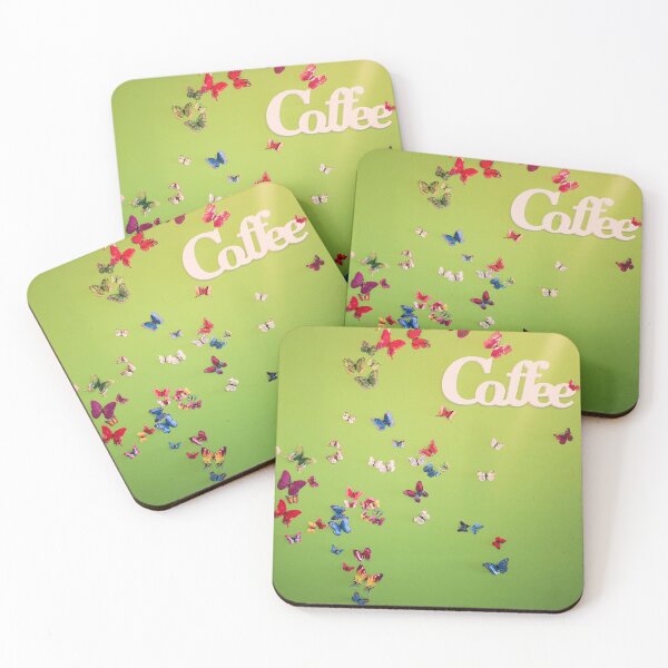 Item preview, Coffe Butterflies on the wall green background colors designed and sold by MarketVisionAV.