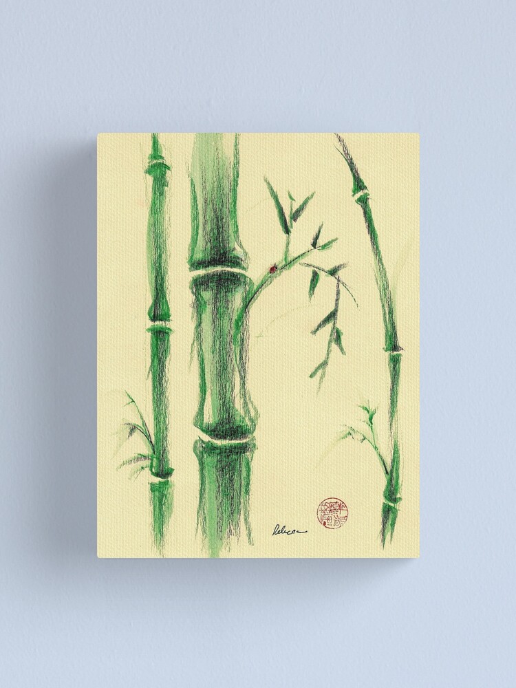 Happiness Zen Bamboo Prisma Pencil And Watercolor Drawing Canvas Print By Tranquilwaters Redbubble