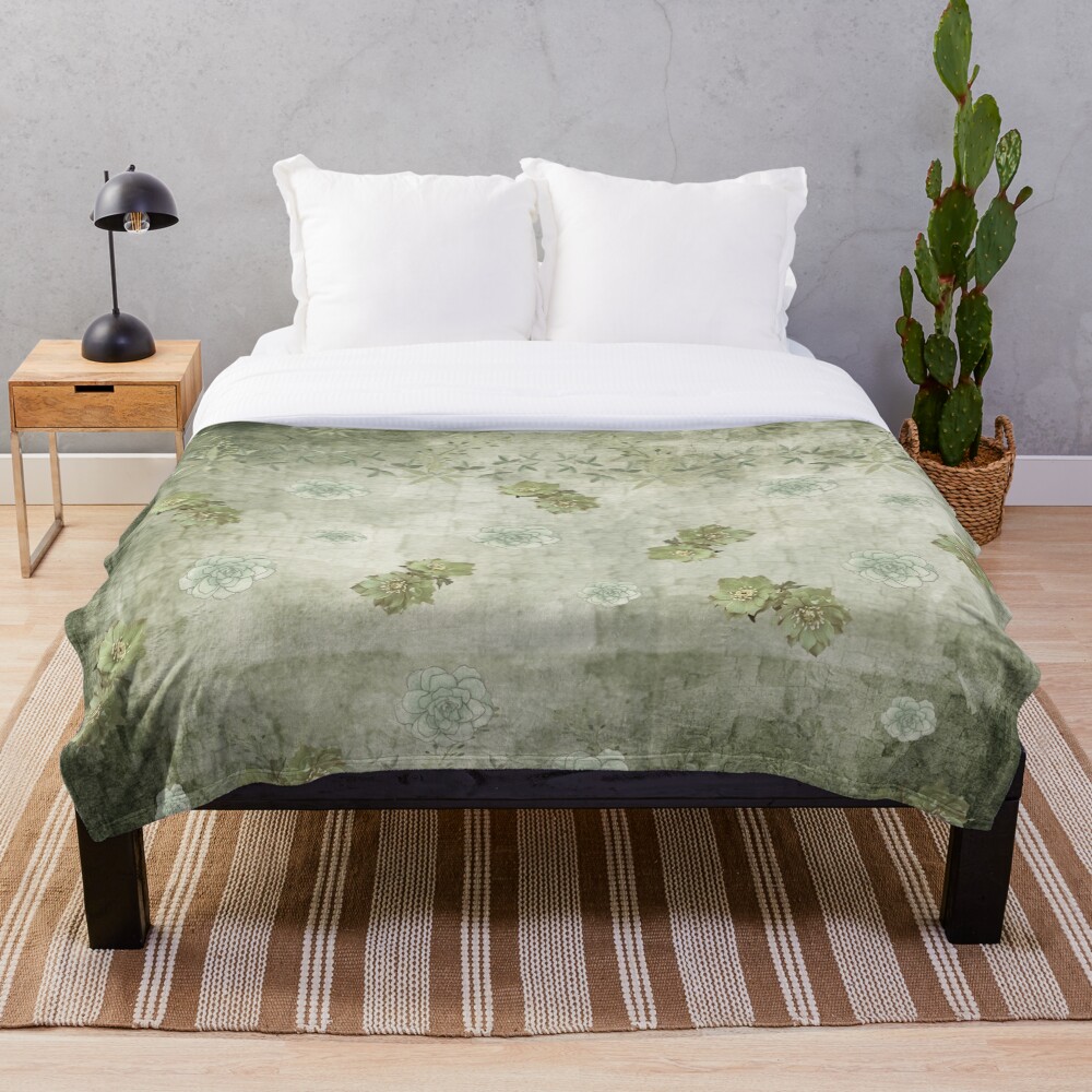 "Sage Green Wallflowers" Throw Blanket for Sale by JMarielle Redbubble