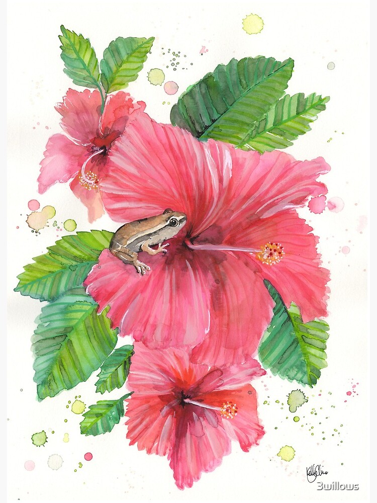 Coqui Frog & Hibiscus Flower