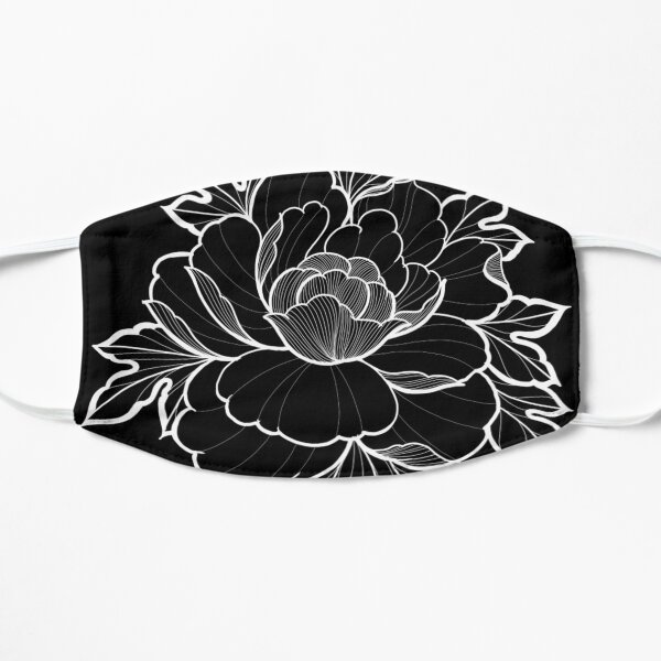 Peony flower tattoo style inverse Flat Mask