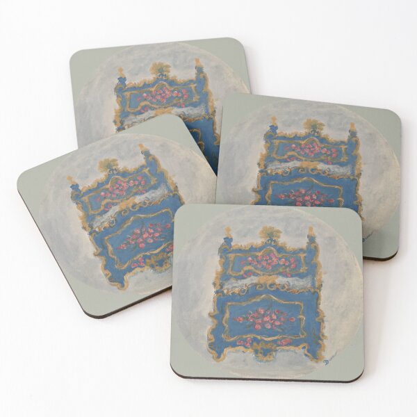 Item preview, French Blue Antique Bed    French Bed Painting   Original Art  designed and sold by monpetitbijou.