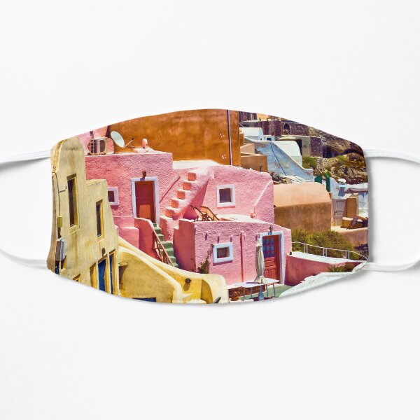 colorful houses on Santorini Mask