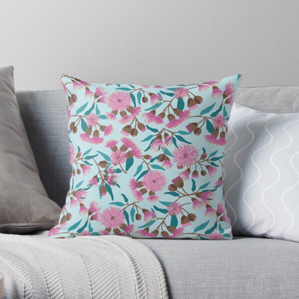 Australian Gum Flowers Pink Throw Pillow