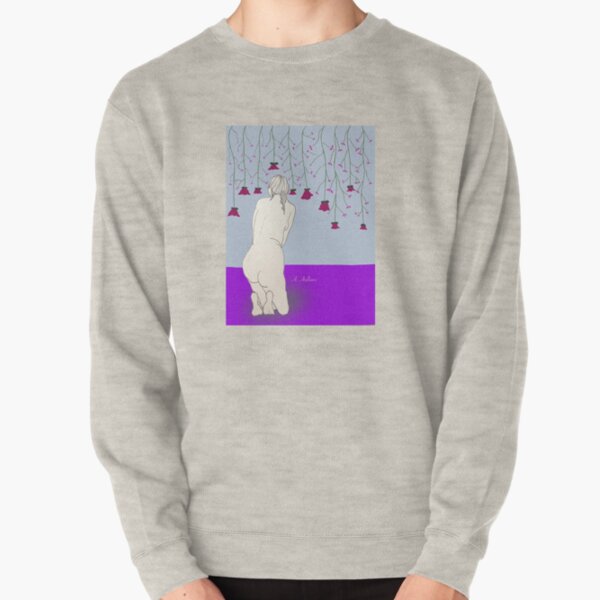 Spring arrived, girl with fucsia flowers Pullover Sweatshirt