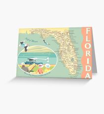 Florida Map with Dinner Key Greeting Card