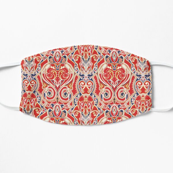 Boho Bohemian Chic Red Tribal Ethnic Pattern Flat Mask