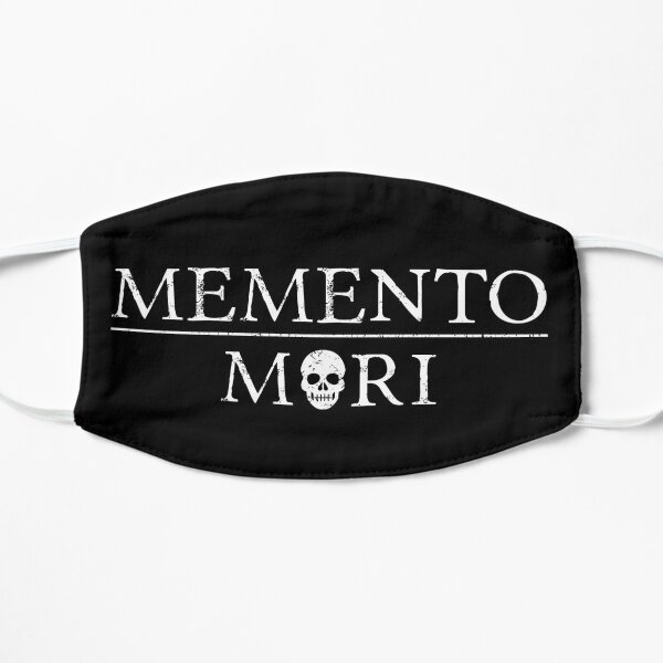 Latin Inspirational Quote: Memento Mori with Skull Flat Mask