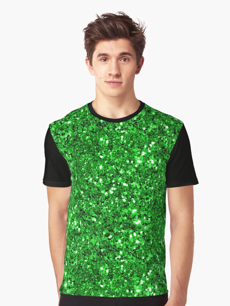 Lime Green Sparkly Glitter Confetti Graphic T-Shirt - Main Image