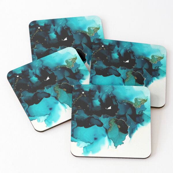 Item preview, Teal bloom alcohol ink art designed and sold by Artbysherilong.