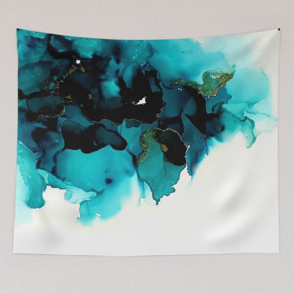 Item preview, Teal bloom alcohol ink art designed and sold by Artbysherilong.