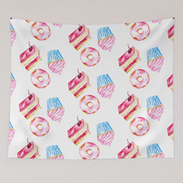 Item preview, Watercolor Cake Slice Cupcake Donut Doughnut Illustration Cute designed and sold by kristinedesigns.