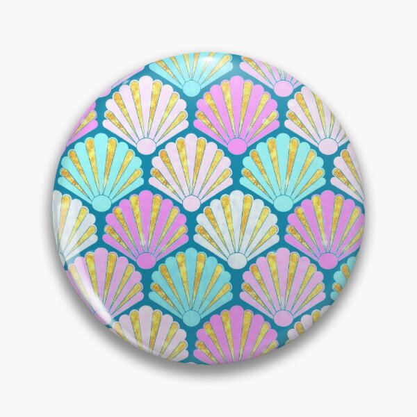 Item preview, Pink and teal seashell pattern, Summer Seashell pink and teal // mermaids shells designed and sold by MagentaRose.