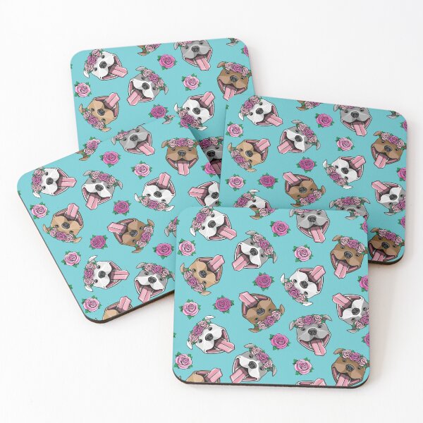 Item preview, Floral Crowned Pit Bulls - Happy Pit Bulls designed and sold by littlearrow.