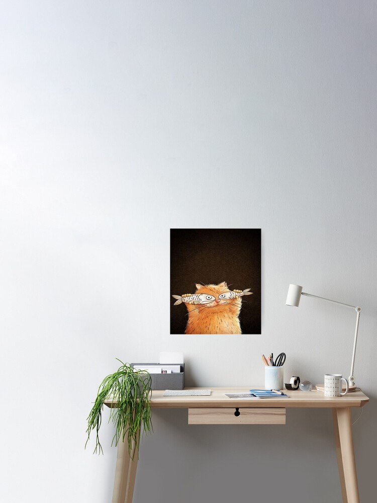 The Cat With Fish Eyes Poster By Momojito Redbubble