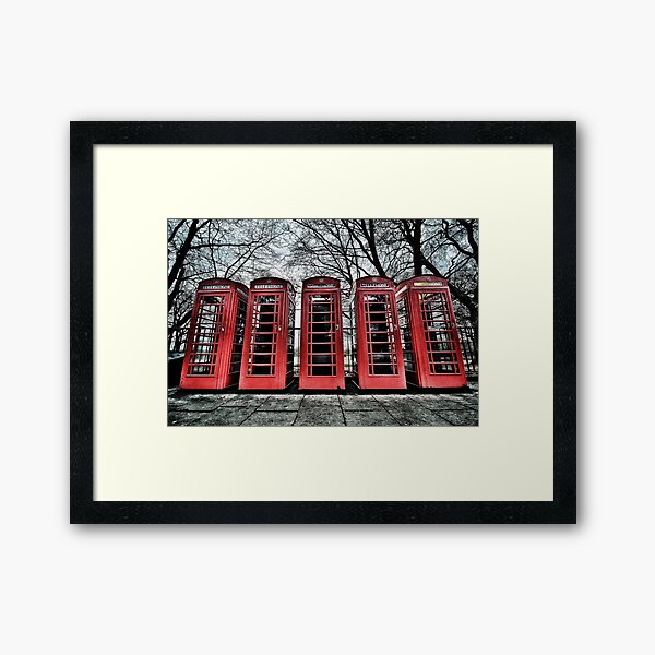 A Line of Red Boxes Framed Art Print