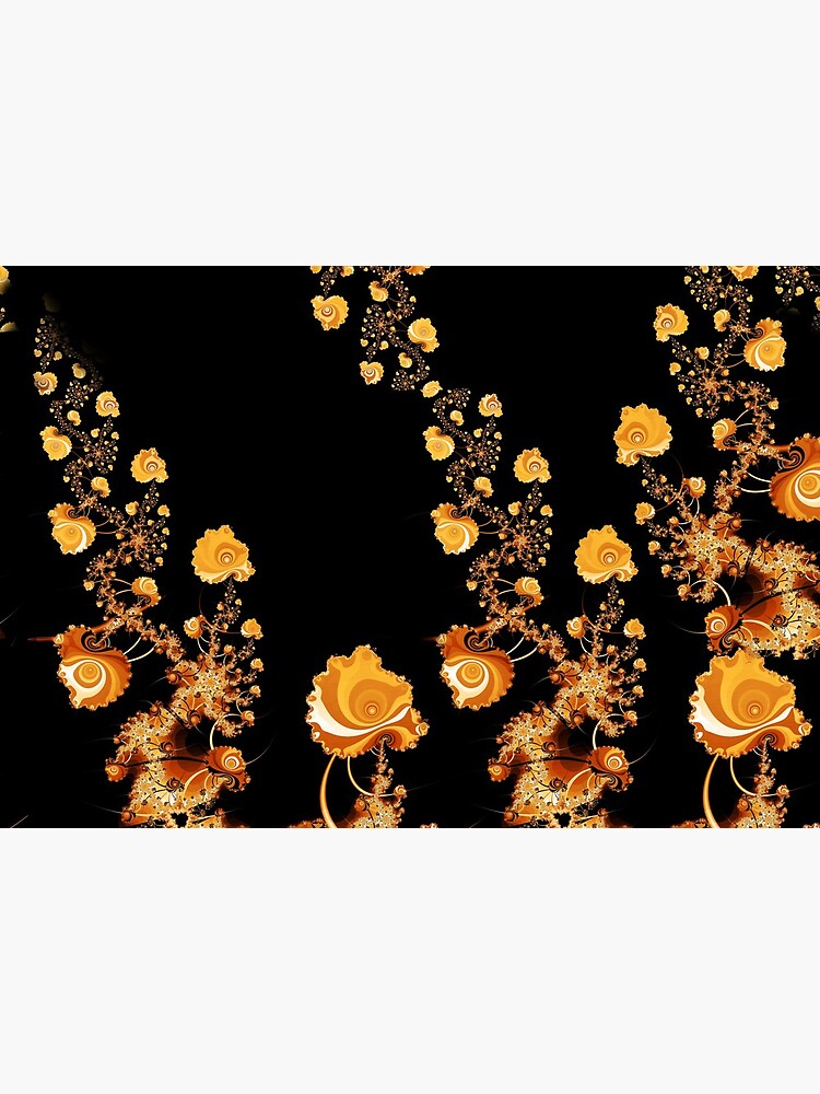 Abstract Gold Floral Roses Pattern on Black by RootSquare
