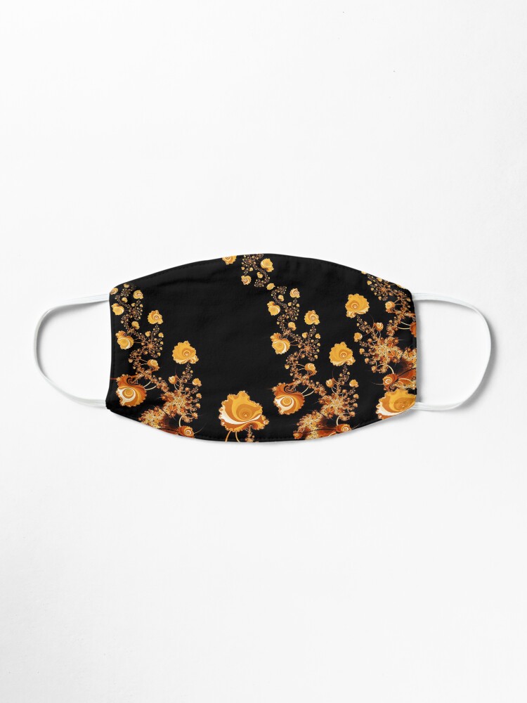 Alternate view of Abstract Gold Floral Roses Pattern on Black Mask
