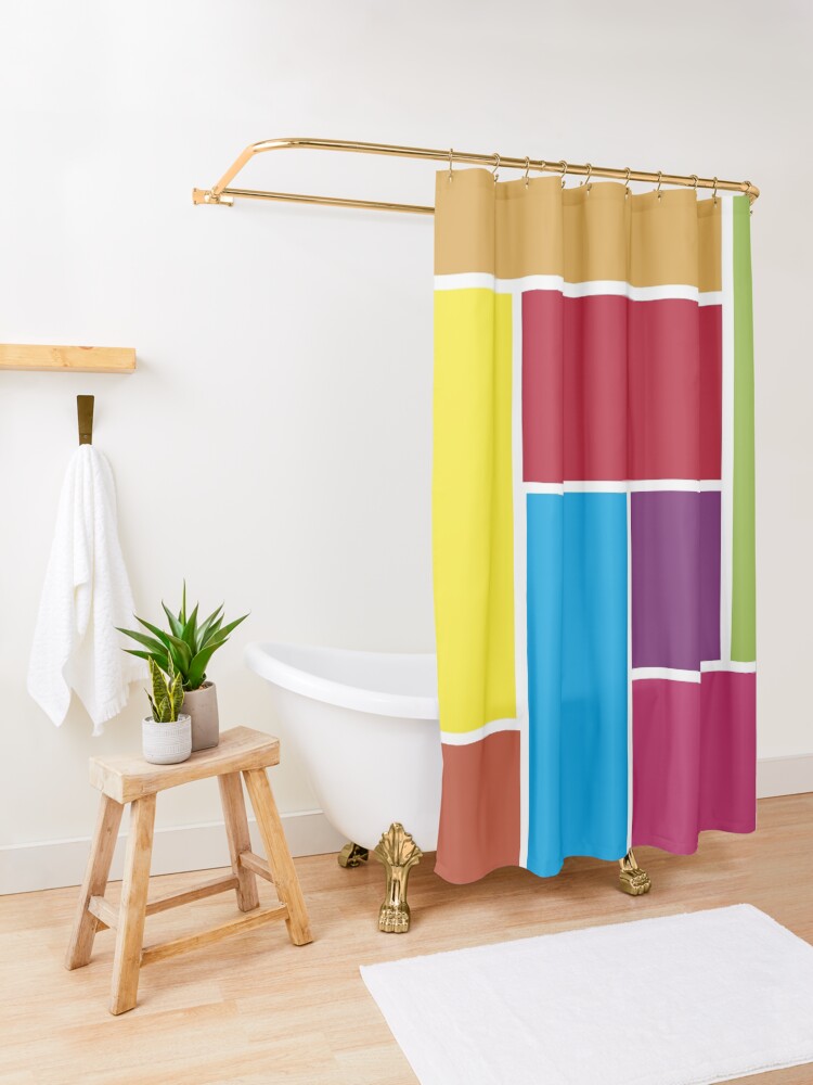 Alternate view of Colorful Blocks Shower Curtain