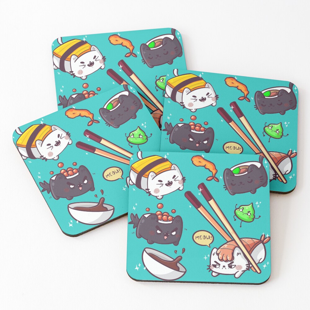 Sushi cats Coasters (Set of 4)