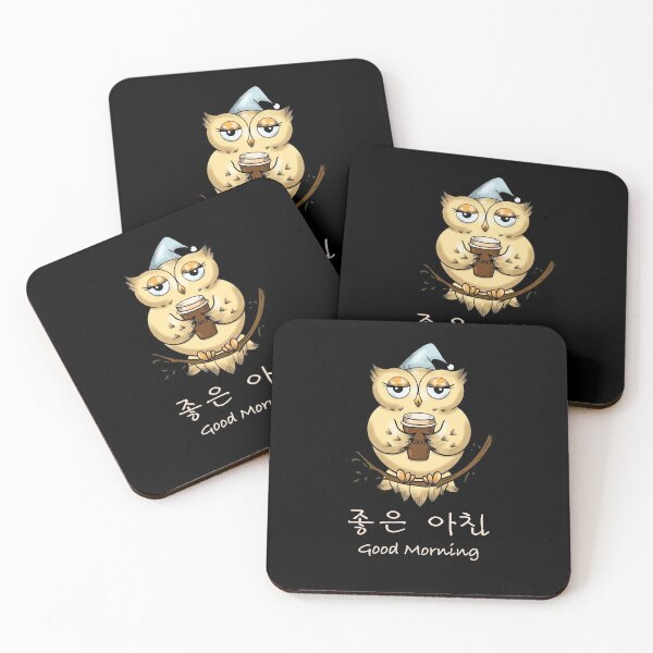 Item preview, Owl Needs Coffee Funny Owl Good morning witn Korean Letter designed and sold by Kate Hyunsu Cho.