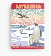 Antarctica - Ford Trimotor and Penguins Metal Print