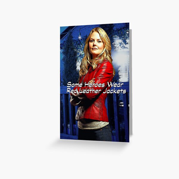 "Some Heroes Wear Red Leather Jackets" Greeting Card