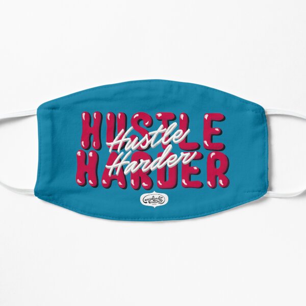 Hustle Harder Pop Culture Lettering Art (Blue) Flat Mask