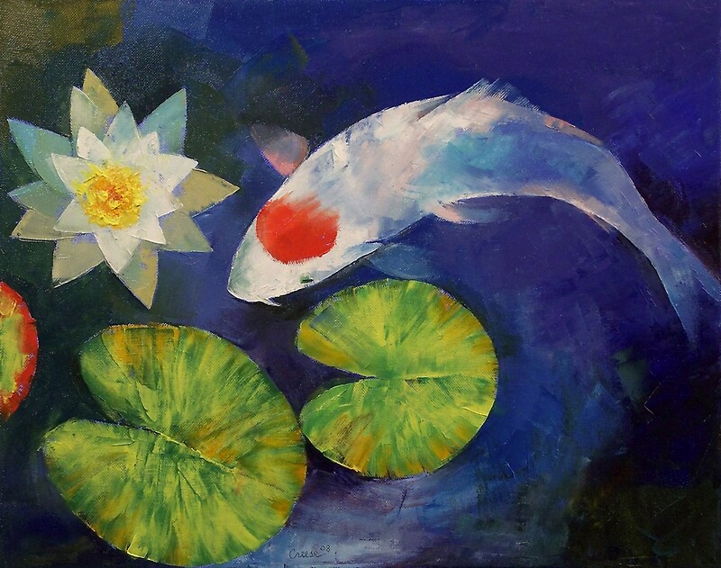 "Tancho Koi And Water Lily" By Michael Creese | Redbubble