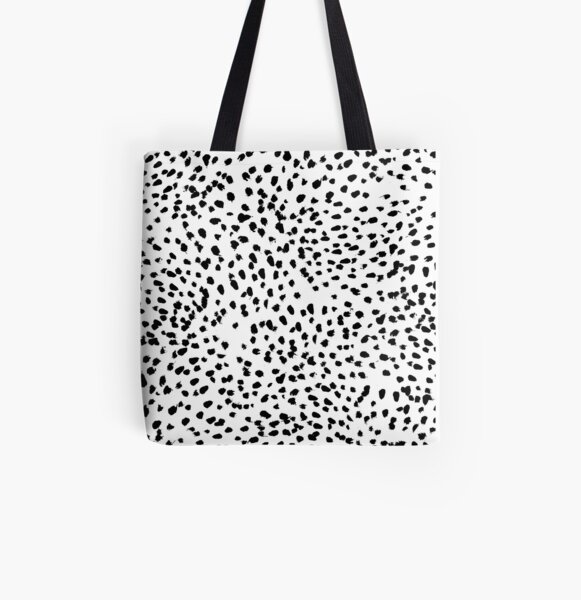 Nadia - Black and White, Animal Print, Dalmatian Spot, Spots, Dots, BW All Over Print Tote Bag