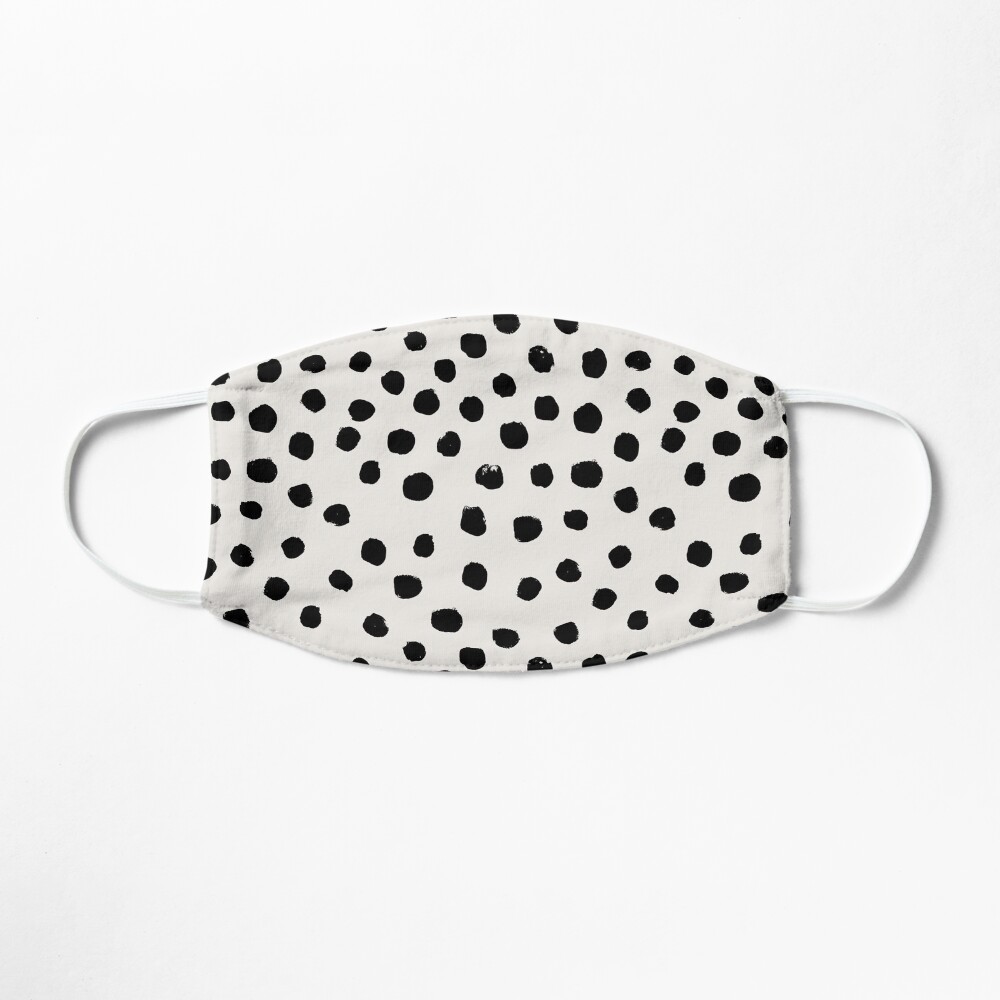 Preppy brushstroke free polka dots black and white spots dots dalmation animal spots design minimal Mask