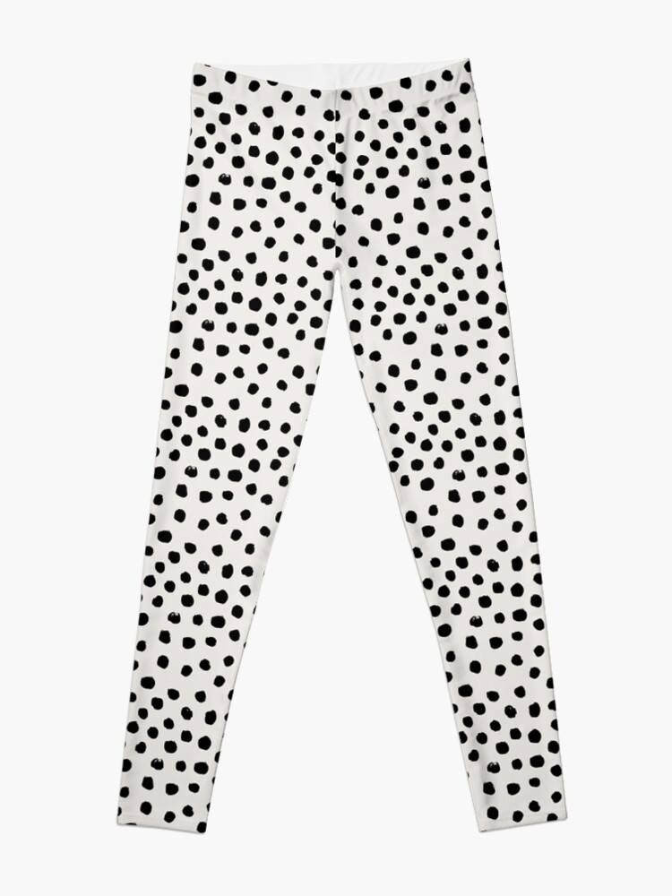 Preppy brushstroke free polka dots black and white spots dots dalmation  animal spots design minimal Leggings for Sale by charlottewinter