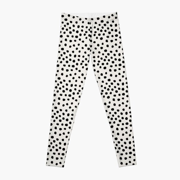 Preppy brushstroke free polka dots black and white spots dots dalmation animal spots design minimal Leggings