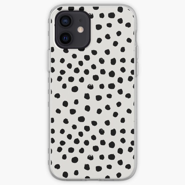Preppy brushstroke free polka dots black and white spots dots dalmation animal spots design minimal iPhone Soft Case