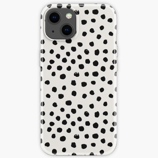 Preppy brushstroke free polka dots black and white spots dots dalmation animal spots design minimal iPhone Soft Case